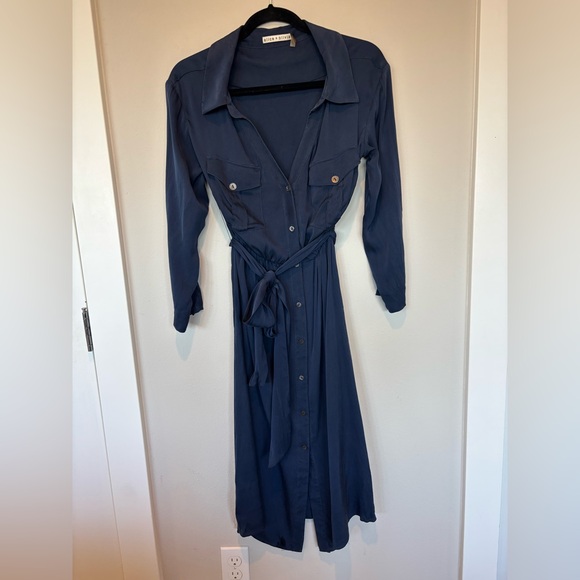 Alice + Olivia Dresses & Skirts - Alice + Olivia Deep Blue Long Sleeve Silk Dress 212